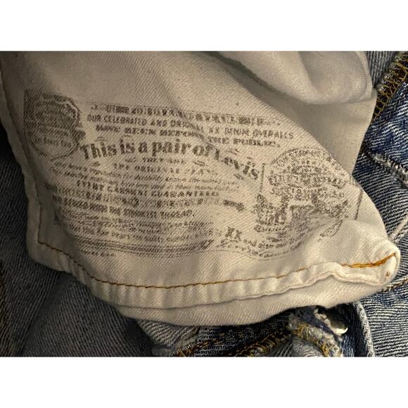 Levi’s 501 Button Fly Jeans Men’s W33 L30 Y2K Light Wash Straight Leg Denim - Picture 4 of 7